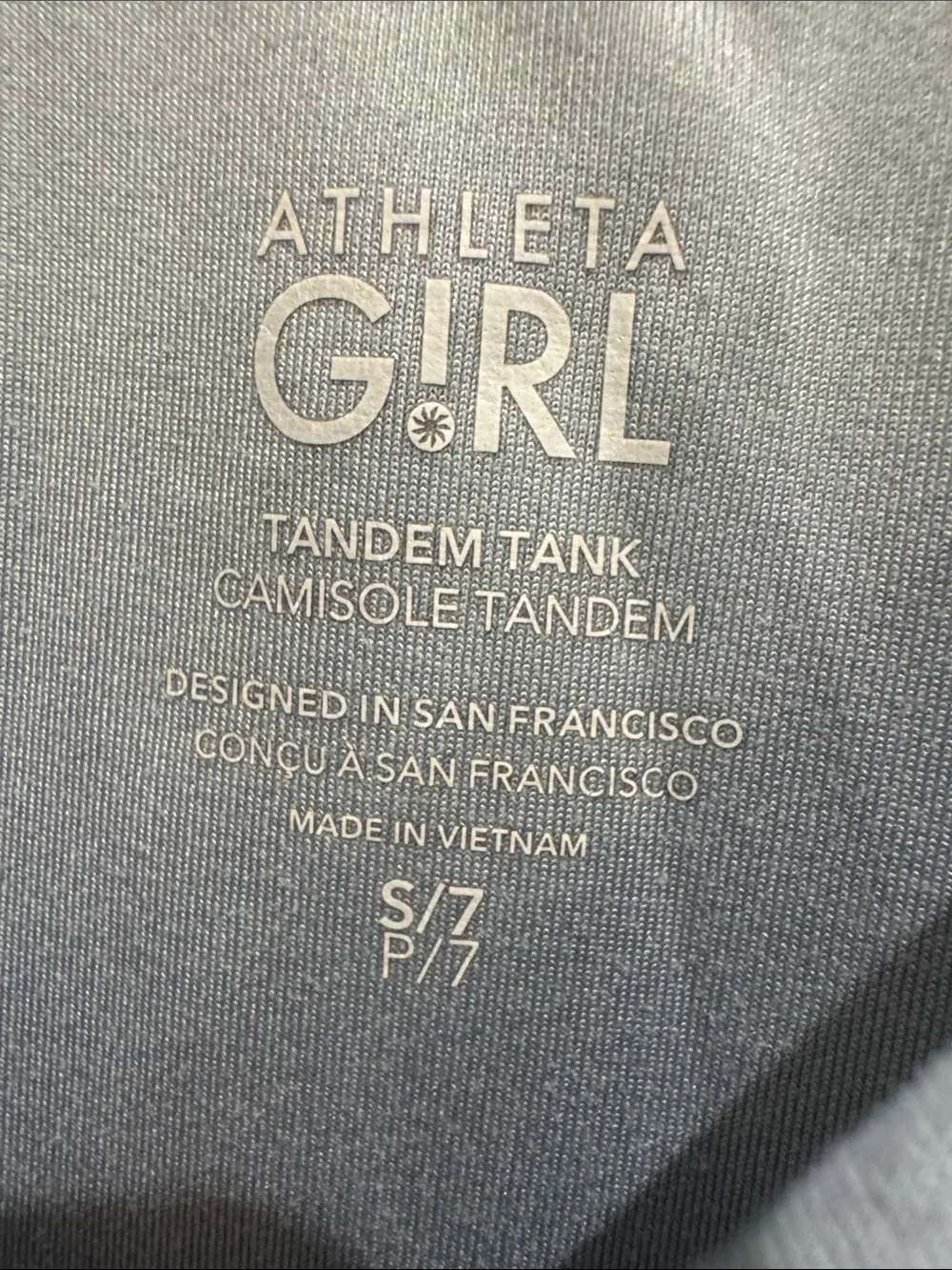 ATHLETA GIRL TANDOM TANK IN DAYDREAM BLUE & MATCHING MARBLE LEGGINGS SIZE SMALL